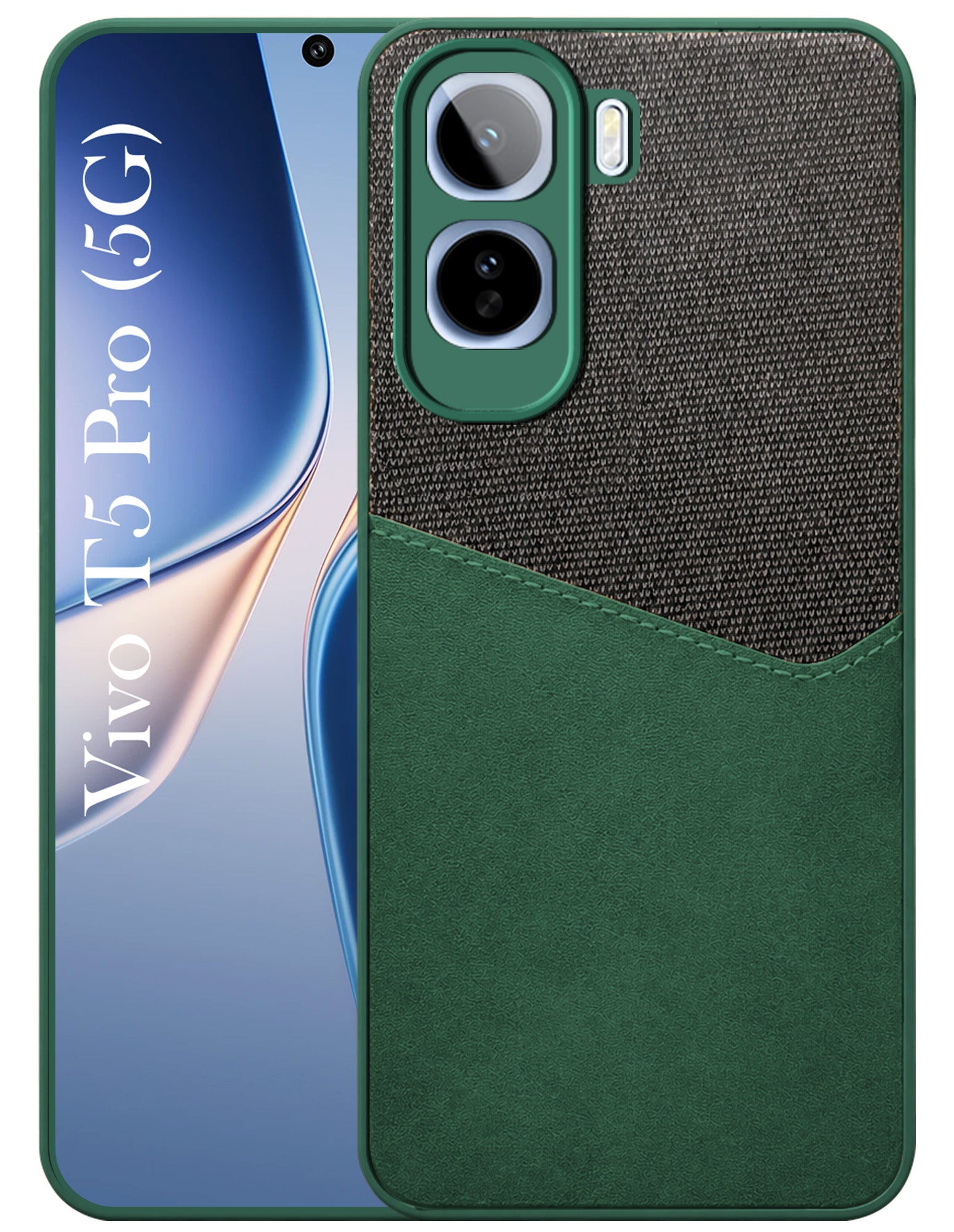 For Vivo T5 Pro 5G Back Cover Case (Dual PU Leather Stitch | Professional Minimalist | Soft and Flexible)