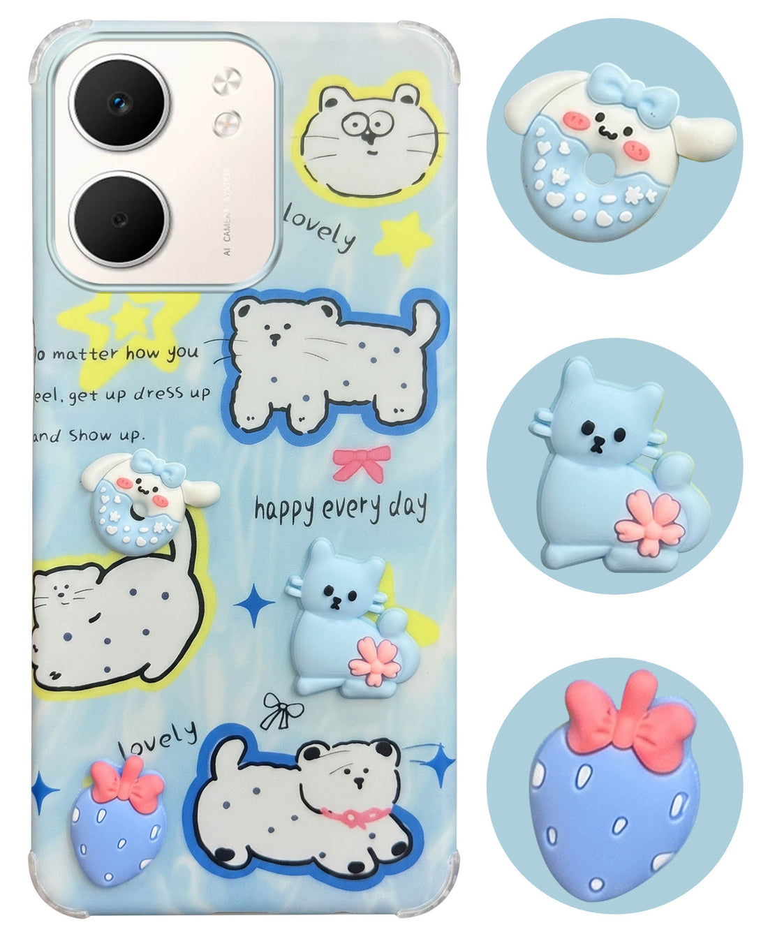 For Oppo A5X Back Cover Case (3D Cute Cartoons | Hard Back Side Soft | Matte Premium Finish | HD Printing)