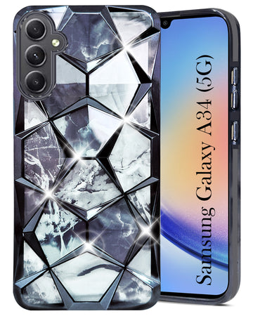 For Samsung Galaxy A34 5G Back Cover Case ( Dual Design Glitter Sparkle and Detachable Diamond Print Case | Soft and Flexible)