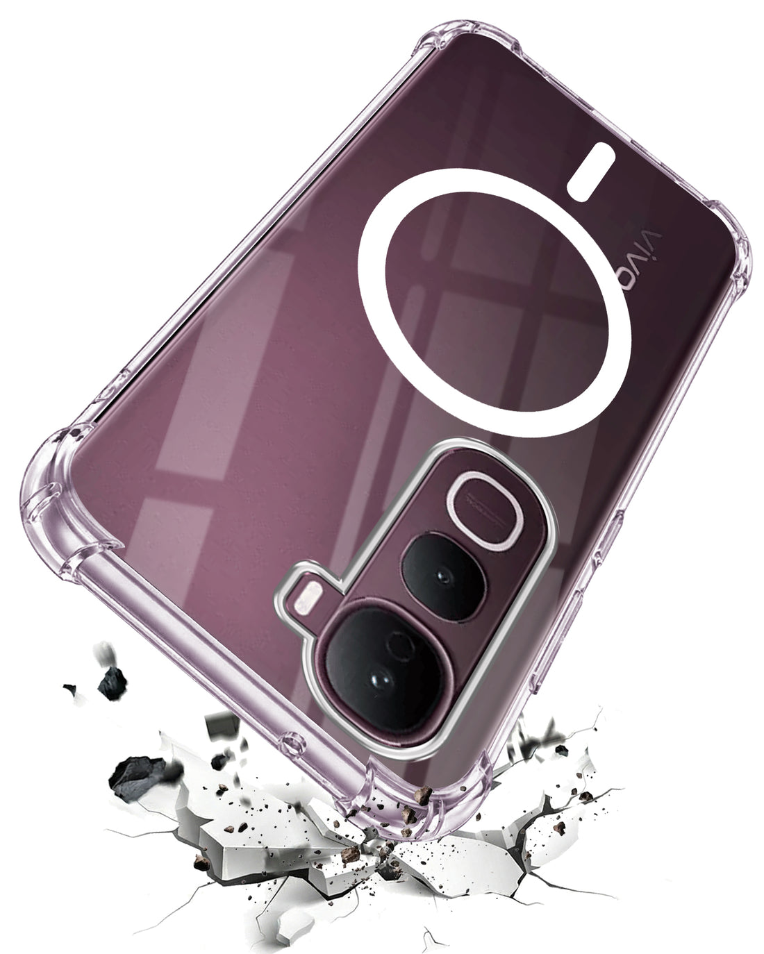 For Vivo Y400 Pro Back Cover Shockproof Crystal-Clear (Magsafe Wireless Support | Drop & Camera Protection | Hard Polycarbonate)