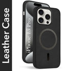 For Apple iPhone 15 Pro Back Cover Case Leather Finish (MagSafe Compatible Wireless Charging | Soft Touch | Camera Bump Protection)