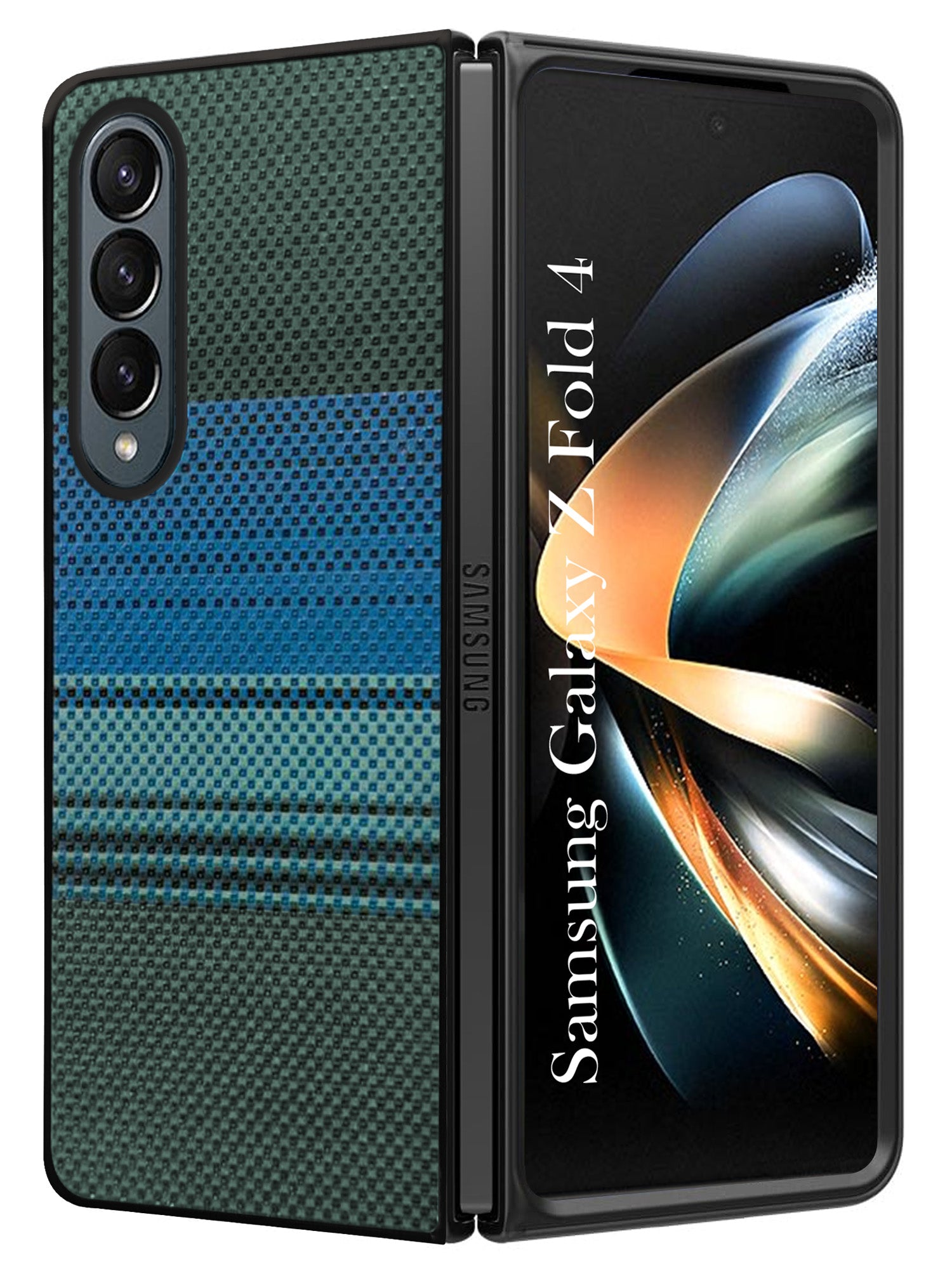 For Samsung Galaxy Z Fold 4 5G Back Flip Case Cover (Craft Printed Design | Hybrid Texture | Inside Microfiber Cloth)