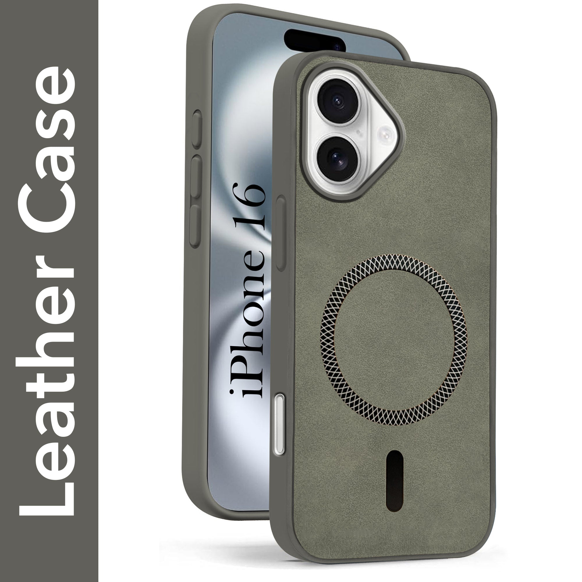 For Apple iPhone 16 Back Cover Case (Sleek Leather Finish | MagSafe Compatible Wireless Charging | Camera Bump Protection)