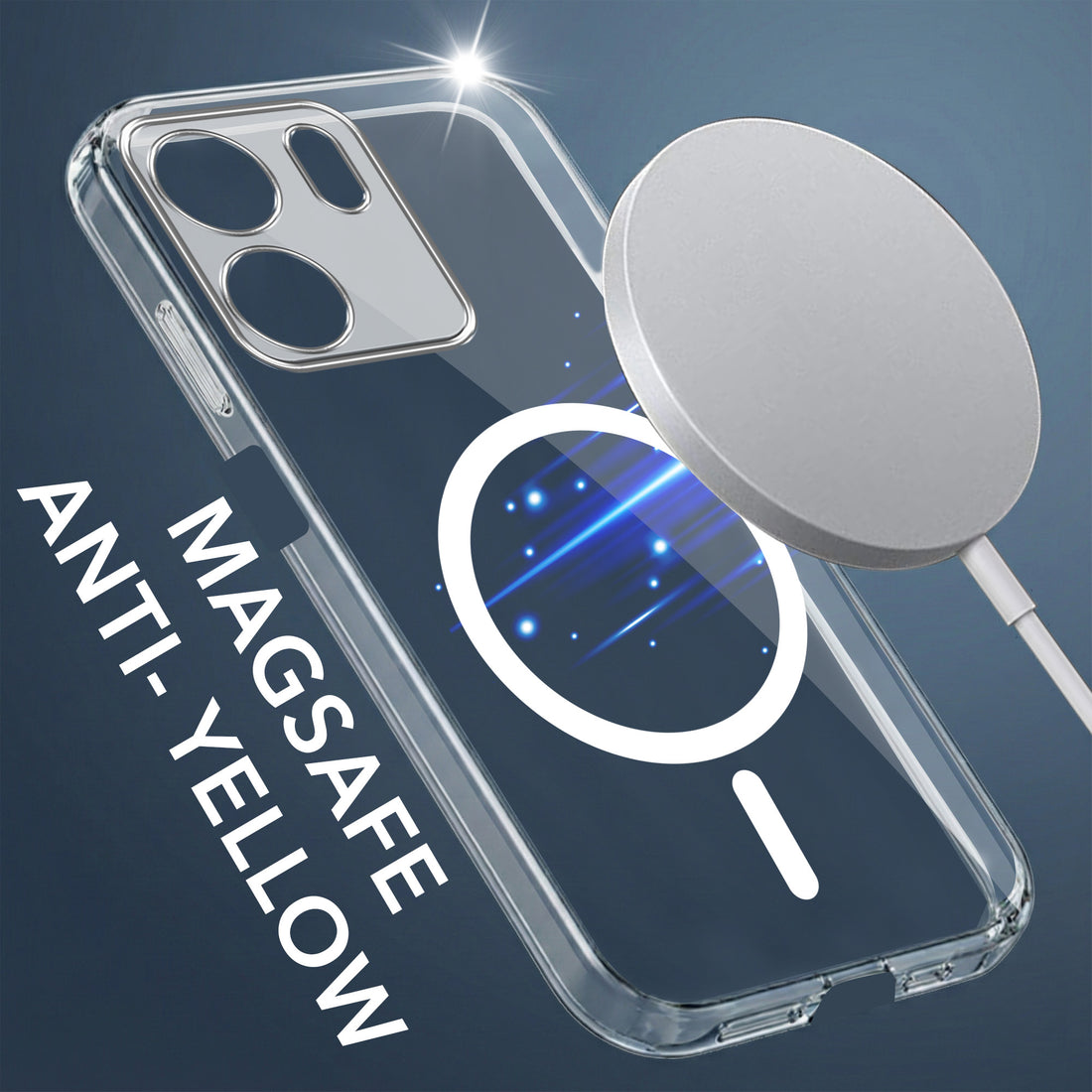 For Oppo A5X Back Cover Case Lifetime Anti-Yellow MagSafe Compatible Clear (Sleek Hard Crystal | Shockproof and Camera Protection)