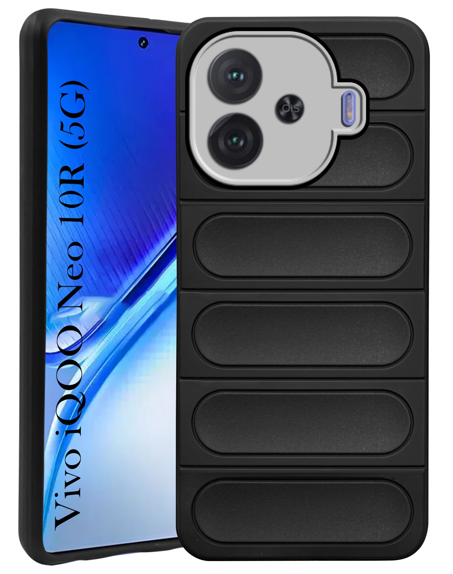 For Vivo iQOO Neo 10R Back Case Cover (Matte Liquid Silicone| Professional Wave Design | Camera Protection Ring | Shockproof Anti Slip Grip)