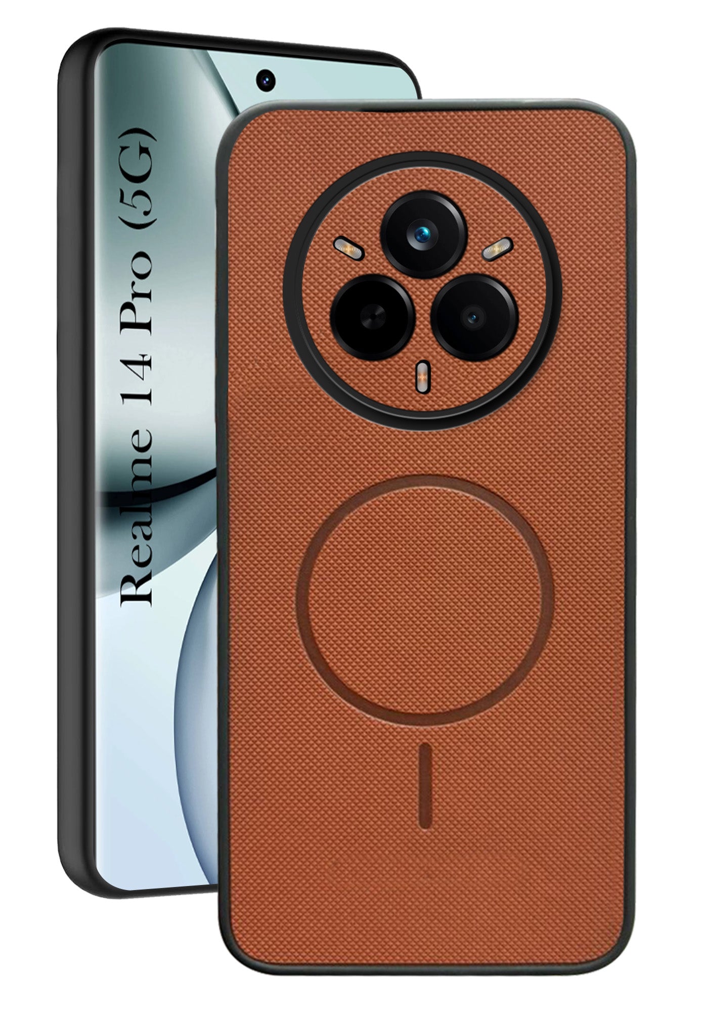 For Realme 14 Pro Back Cover Case PU Leather (Texture Grip Design | Professional Minimalist | Camera Protection | Soft and Flexible)