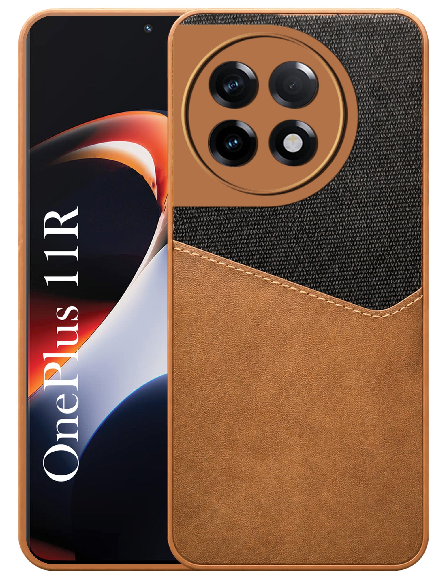 For OnePlus 11R Back Cover Case  (Dual PU Leather Stitch | Professional Minimalist | Soft and Flexible)