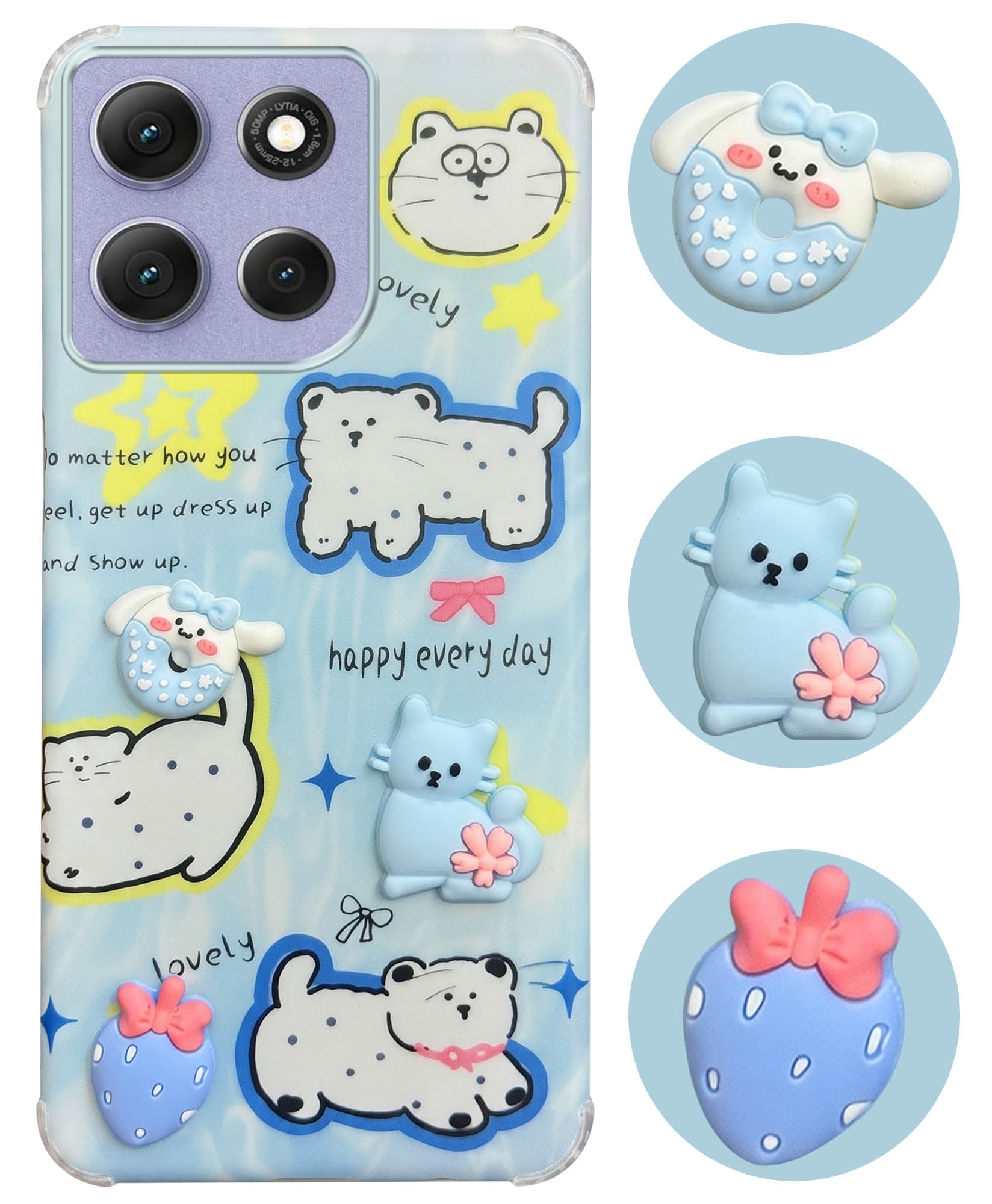 For Motorola Moto G86 Power Back Cover Case (3D Cute Cartoons | Hard Back Side Soft | Matte Premium Finish | HD Printing)