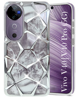 For Vivo V40 | Vivo V40 Pro 5G Back Cover Case ( Dual Design Glitter Sparkle and Detachable Diamond Print Case | Soft and Flexible)