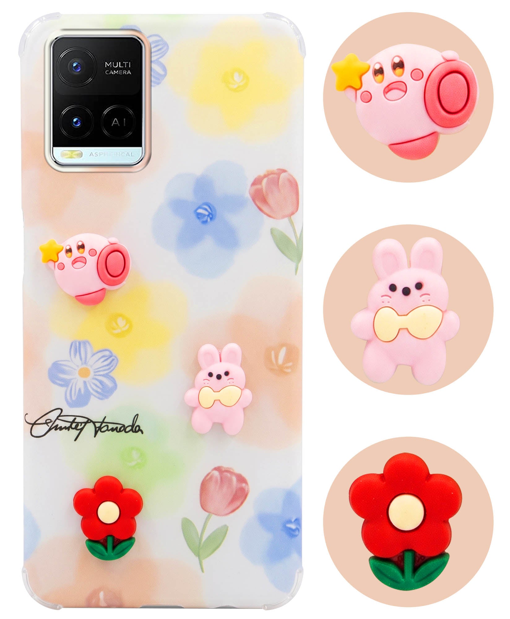 For Vivo Y21e | Vivo Y21A | Vivo Y32 Back Cover Case (3D Cute Cartoons | Hard Back Side Soft | Matte Premium Finish | HD Printing)