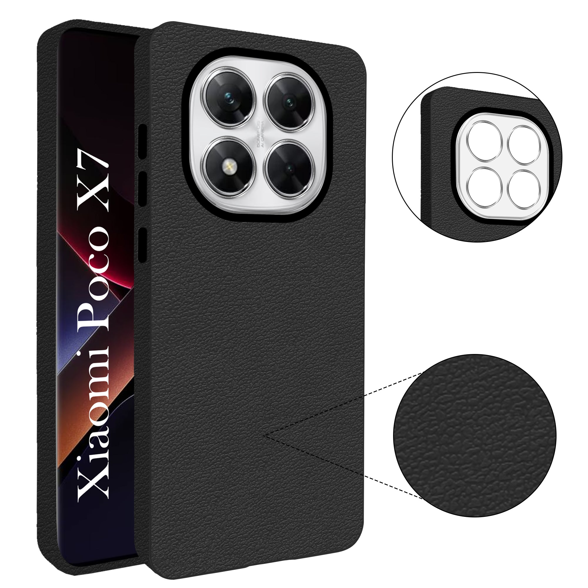 For Xiaomi Poco X7 Back Cover Case (Glass Like Camera Protection | Leather Feel | Minimalist Professional Grip)