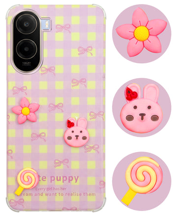 For Poco C85x 5G Back Cover Case (3D Cute Cartoons | Hard Back Side Soft | Matte Premium Finish | HD Printing)