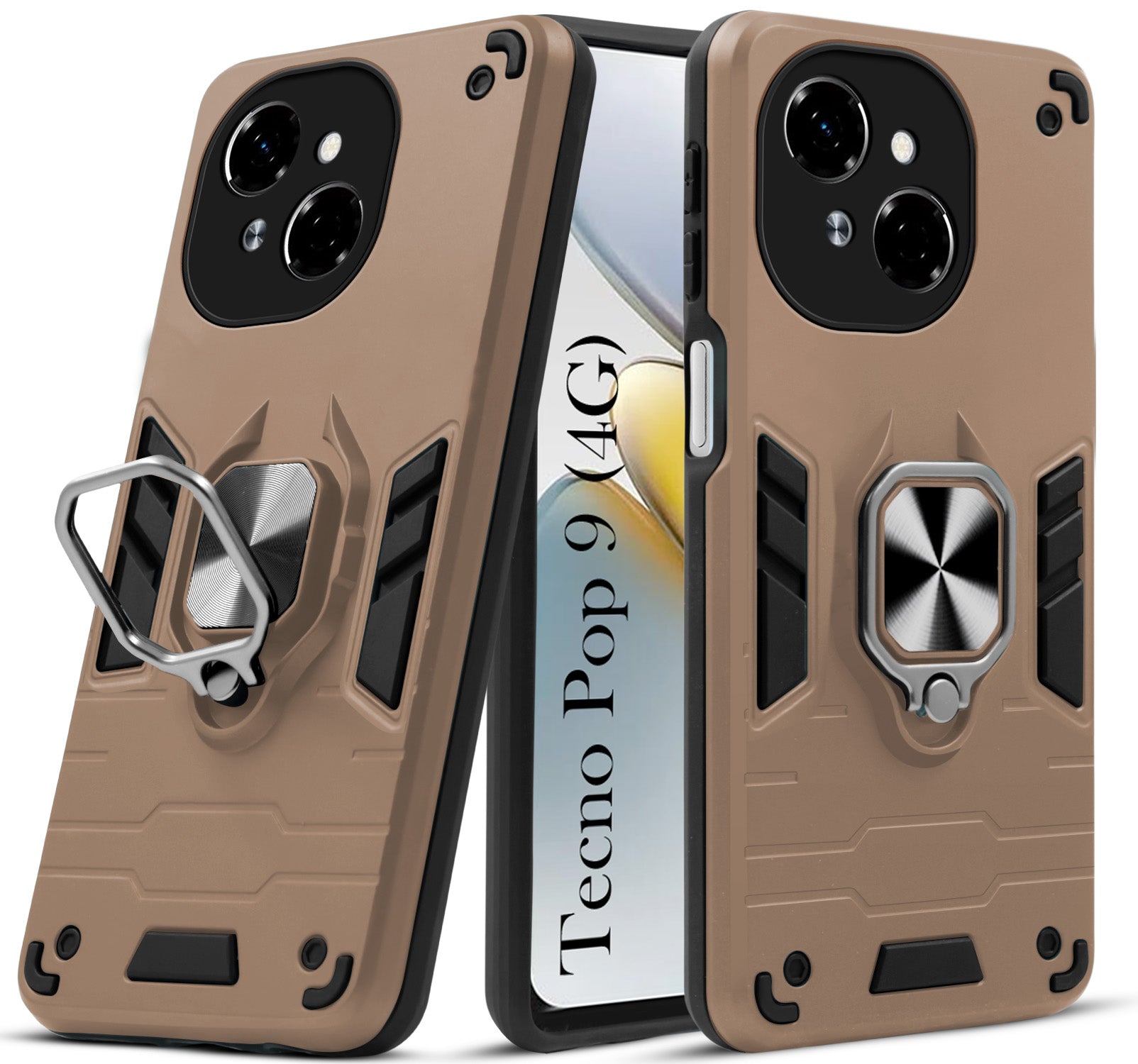For Tecno Pop 9 4G Back Cover Case (Shockproof Polycarbonate Dual Layer Hybrid Armor)