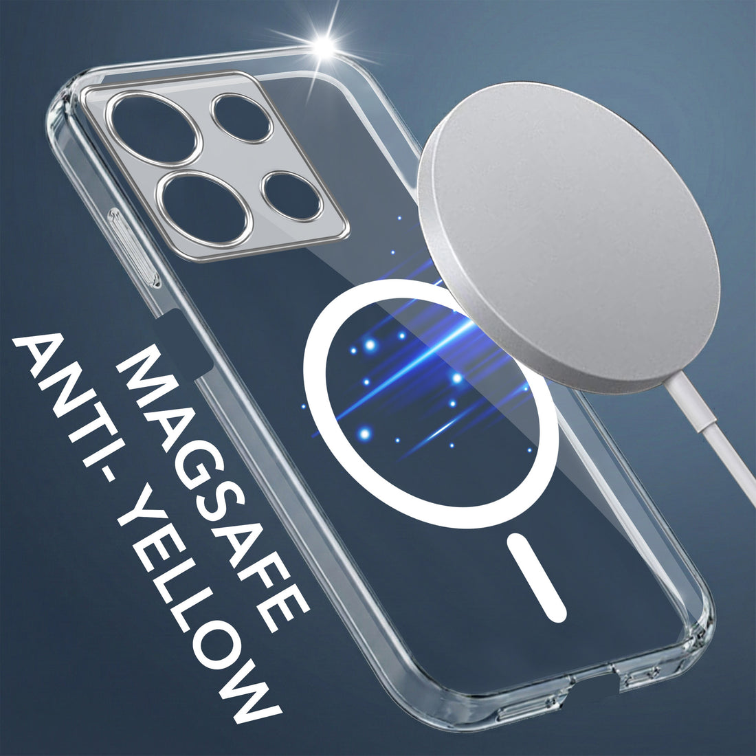 For Xiaomi Redmi Note 13 5G Back Cover Case Lifetime Anti-Yellow MagSafe Compatible Clear (Sleek Hard Crystal | Shockproof and Camera Protection)