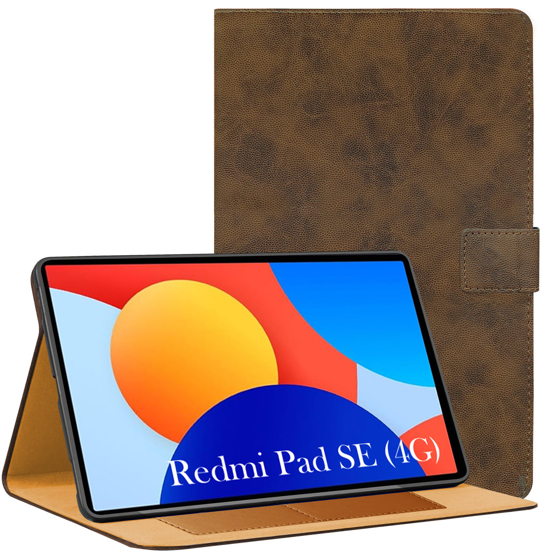 For Redmi Pad SE 4G 8.7 Inch 220233L2G Flip Cover Folio Cover (PU Matte Leather | Multi-Angle Smart Stand | Card Storage Slots | Silicone Back Pouch)