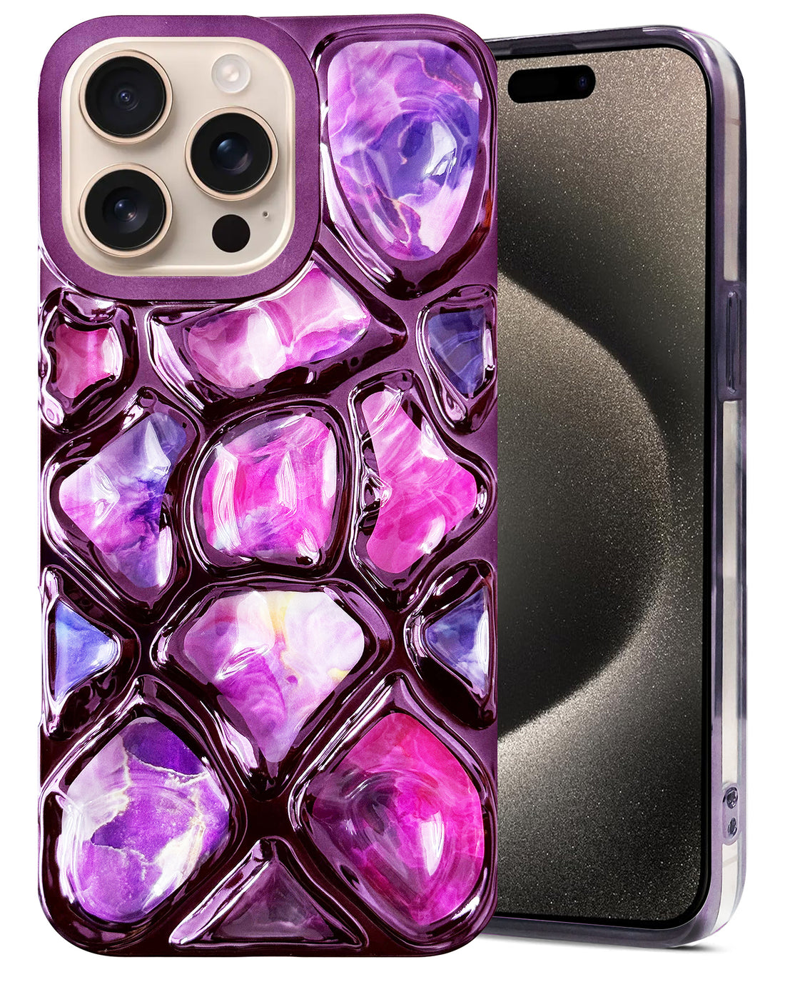 For Apple iPhone 15 Pro Max Back Cover Case ( Dual Design Glitter Sparkle and Detachable Diamond Print Case | Soft and Flexible)
