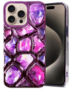For Apple iPhone 15 Pro Max Back Cover Case ( Dual Design Glitter Sparkle and Detachable Diamond Print Case | Soft and Flexible)