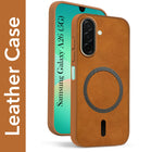 For Samsung Galaxy A26 5G Back Cover Case Leather Finish (MagSafe Compatible Wireless Charging | Soft Touch | Camera Bump Protection)