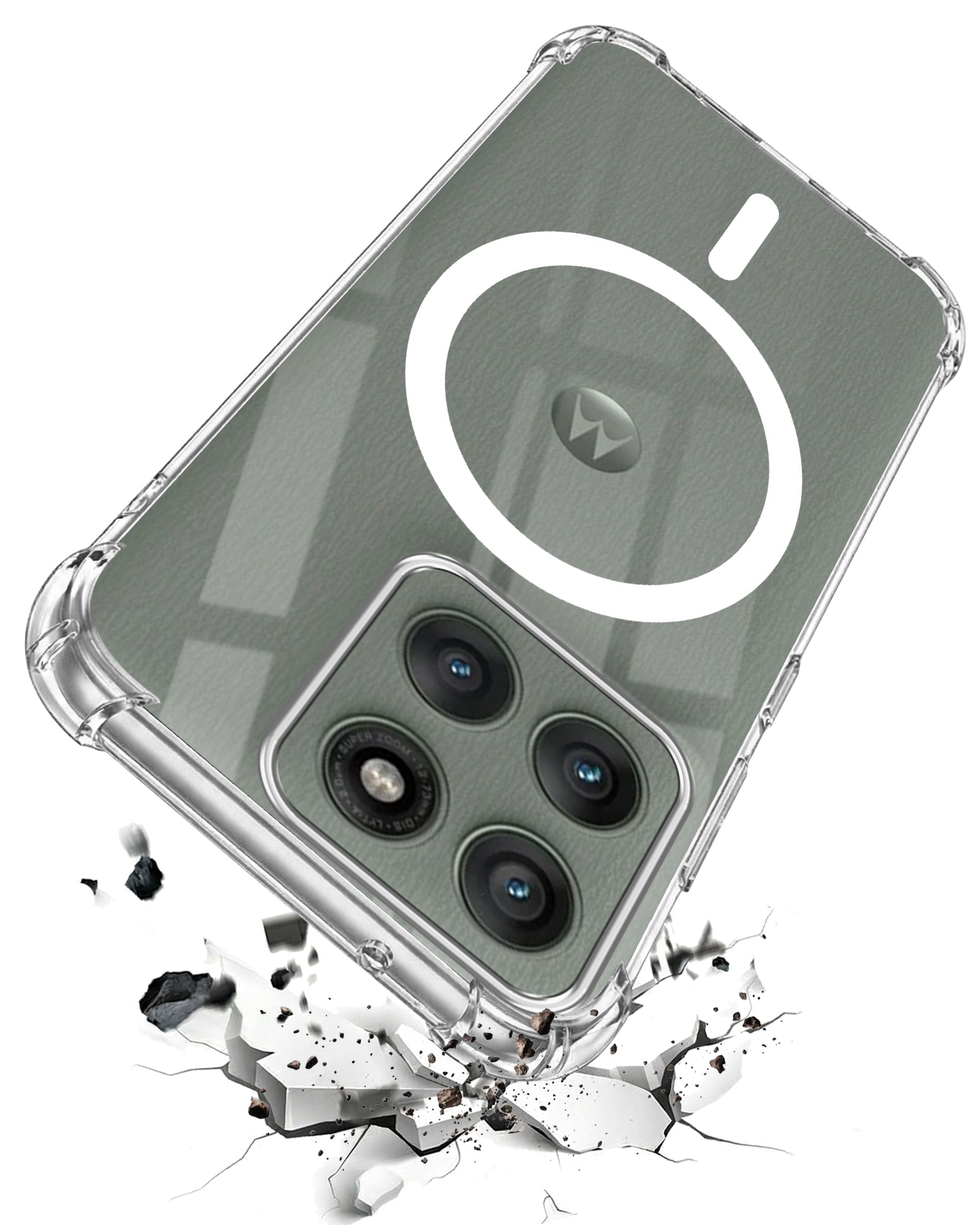 For Motorola Moto Edge 60 Pro Back Cover Shockproof Crystal-Clear (Magsafe Wireless Support | Drop & Camera Protection | Hard Polycarbonate)