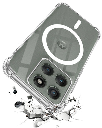 For Motorola Moto Edge 60 Pro Back Cover Shockproof Crystal-Clear (Magsafe Wireless Support | Drop & Camera Protection | Hard Polycarbonate)