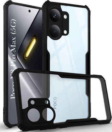 For Poco X8 Pro Max 5G Back Cover Case Hybrid (Shockproof with Polycarbonate Clear Panel | Professional Black)