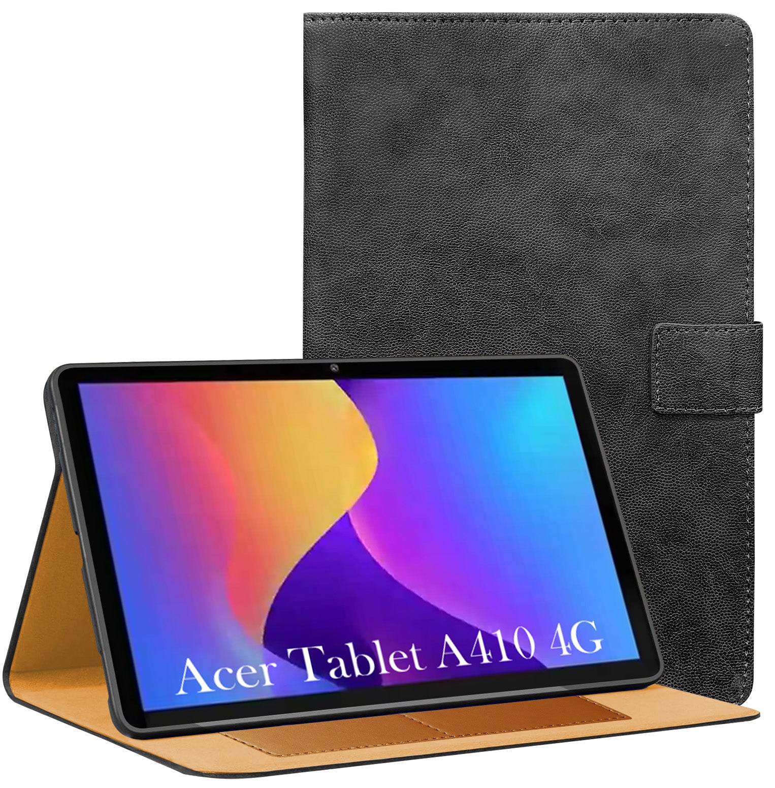 For Acer Tablet A410 4G 10.1 Inch Flip Cover Folio Cover (PU Leather | Multi-Angle Smart Stand | Card Storage Slots | Silicone Back Pouch)