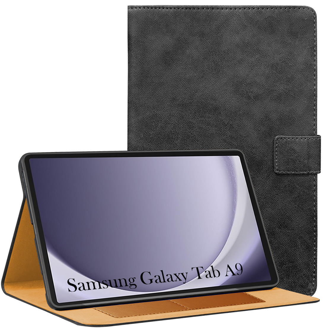 For Samsung Galaxy Tab A9 8.7 Inch SM-X110/X115 Flip Cover Folio Cover (PU Matte Leather | Multi-Angle Smart Stand | Card Storage Slots | Silicone Back Pouch)