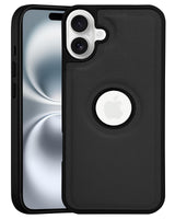 For Apple iPhone 16 Back Cover Case (Minimalist Design Stitched Leather | Shockproof Raised Edges for Camera & Screen Protection)