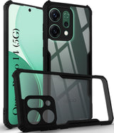 For Oppo Reno14 5G Back Cover Case  ( Shockproof with Polycarbonate Clear Panel | Professional Black)