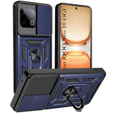 For Vivo iQOO Neo 10 Back Cover Case Hybrid Armor (Sliding Shutter Camera Protection | Polycarbonate |Ring Holder Kickstand)