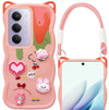 For Redmi 15 Back Case Cover Strap (3D Embossed Figures | Strap Holder | 360* Soft Cushion with Camera Bump)