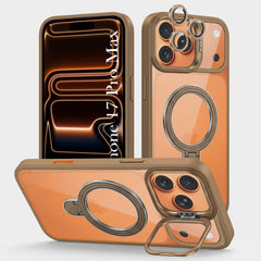 For Apple iPhone 17 Pro Max Back Cover Case Crystal (Lifetime Anti Yellow | Magnetic Ring Stand | Camera Lens Protection | MagSafe Compatible)