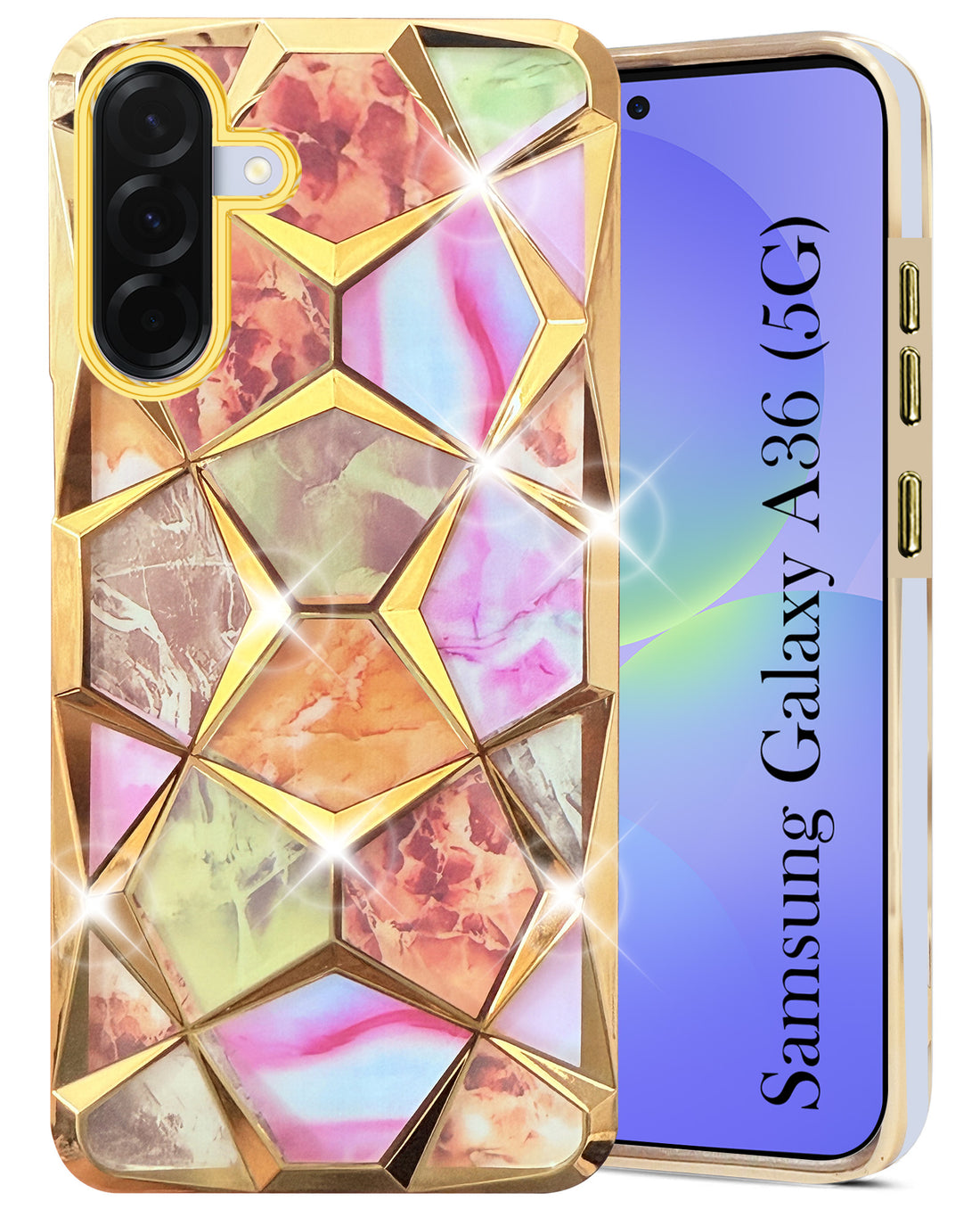 For Samsung Galaxy A36 5G Back Cover Case ( Dual Design Glitter Sparkle and Detachable Diamond Print Case | Soft and Flexible)