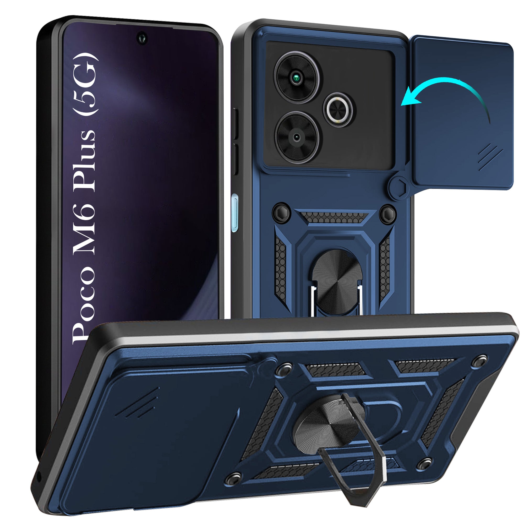For Poco M6 Plus 5G Back Cover Case (Hybrid Dual Armor Polycarbonate)