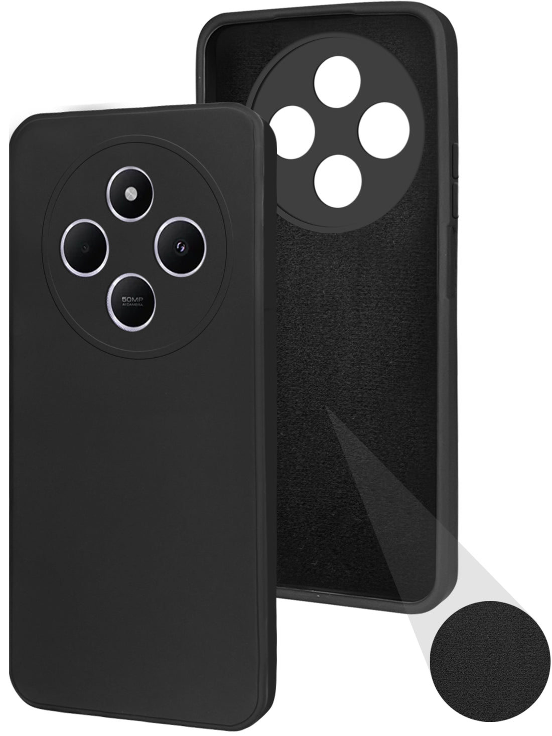 For Poco C75 | Poco M7 Back Cover Case ( Matte Finish Silicone with Inside Fiber cloth)
