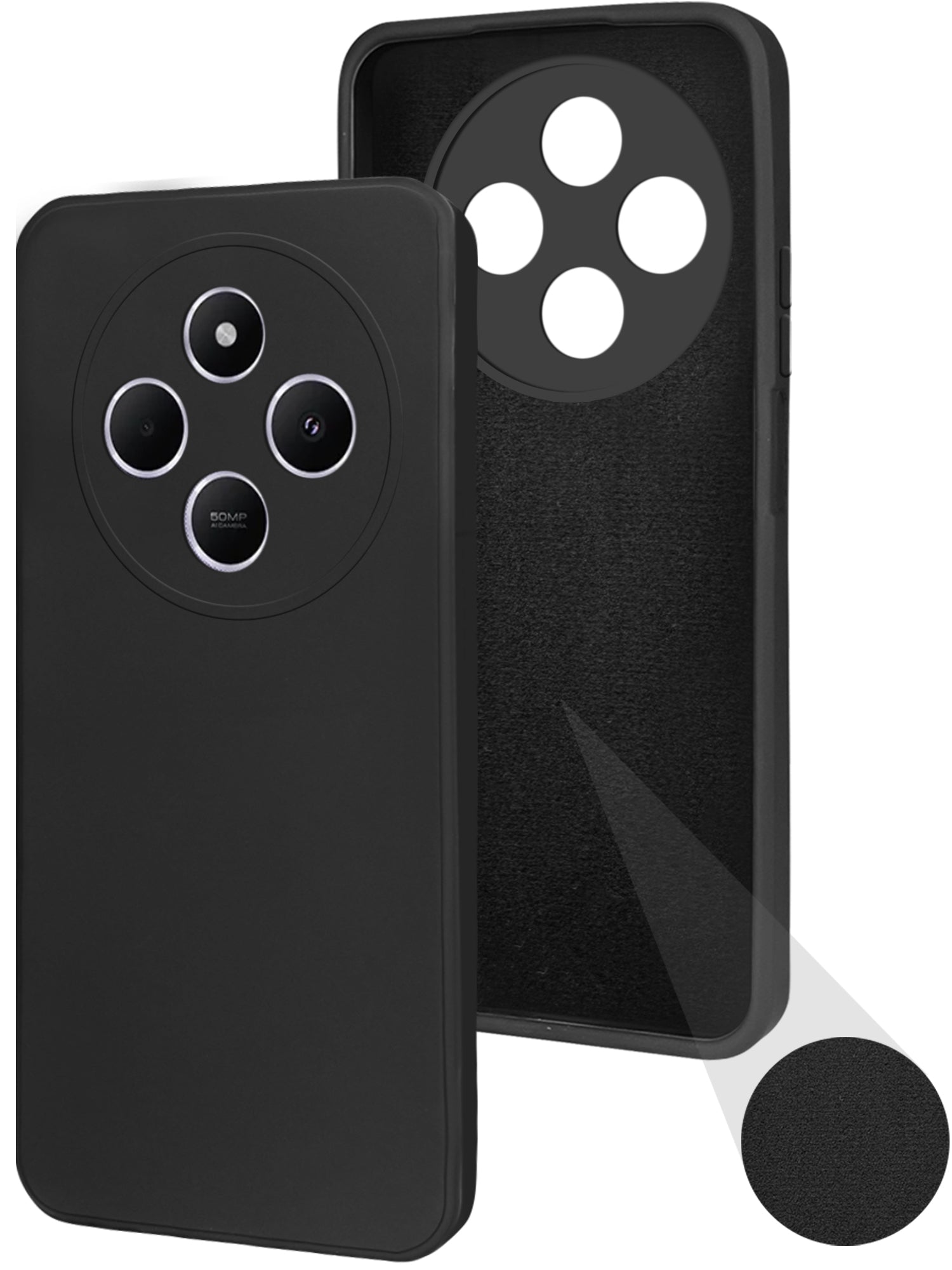 For Poco C75 | Poco M7 Back Cover Case ( Matte Finish Silicone with Inside Fiber cloth)