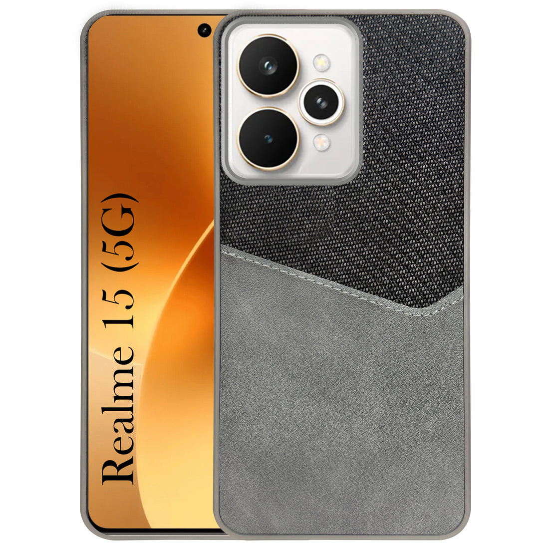 For Realme 15 Back Cover Case (Dual PU Leather Stitch | Professional Minimalist | Soft and Flexible)