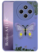 For Redmi A4 5G | Xiaomi Redmi 14C Back Cover Case (Soft Butterfly Embroidery | Women Teen Girls | Camera Protection| Matte Silicone)