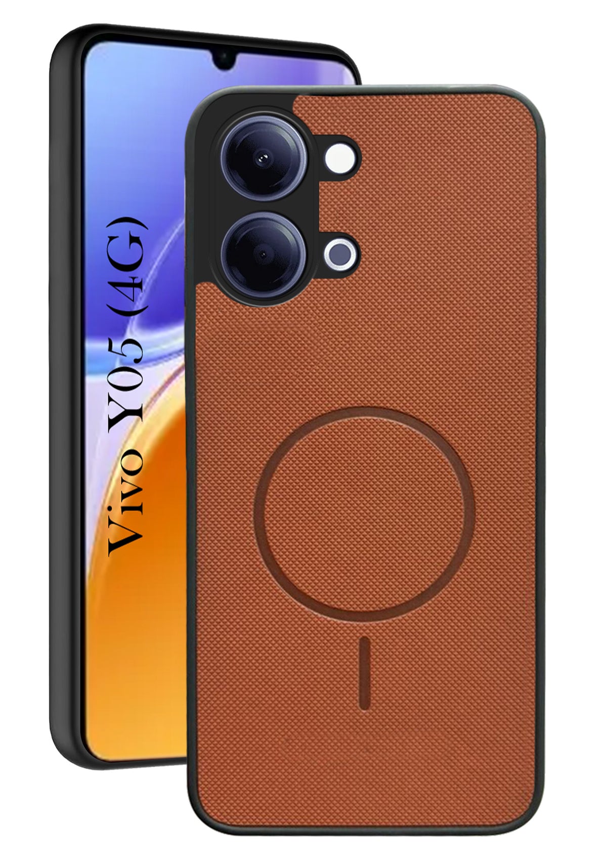 For Vivo Y05 4G Back Cover Case PU Leather (Texture Grip Design | Professional Minimalist | Camera Protection | Soft and Flexible)