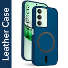 For Realme C73 Back Cover Case Leather Finish (MagSafe Compatible Wireless Charging | Soft Touch | Camera Bump Protection)