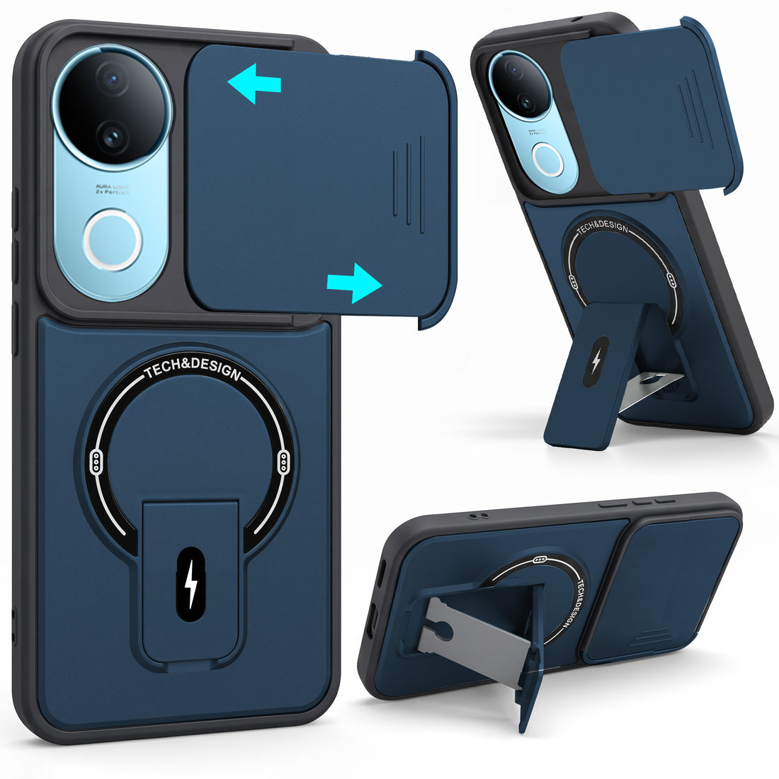 For Vivo iQOO Z10R Back Case Cover Metallic (Hybrid Armor Kickstand | Sliding Shutter Camera Protection | MagSafe Compatible)