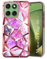 For Motorola Moto Edge 60 Back Cover Case Compatible With ( Dual Design Glitter Sparkle and Detachable Diamond Print Case | Soft and Flexible)