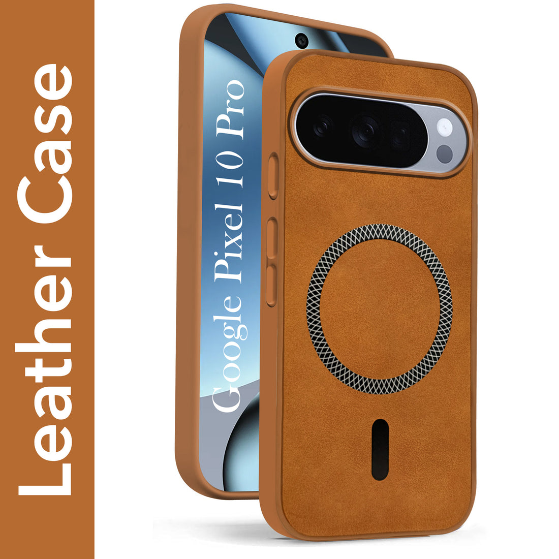 For Google Pixel 10 Pro Back Cover Case Leather Finish (MagSafe Compatible Wireless Charging | Soft Touch | Camera Bump Protection)