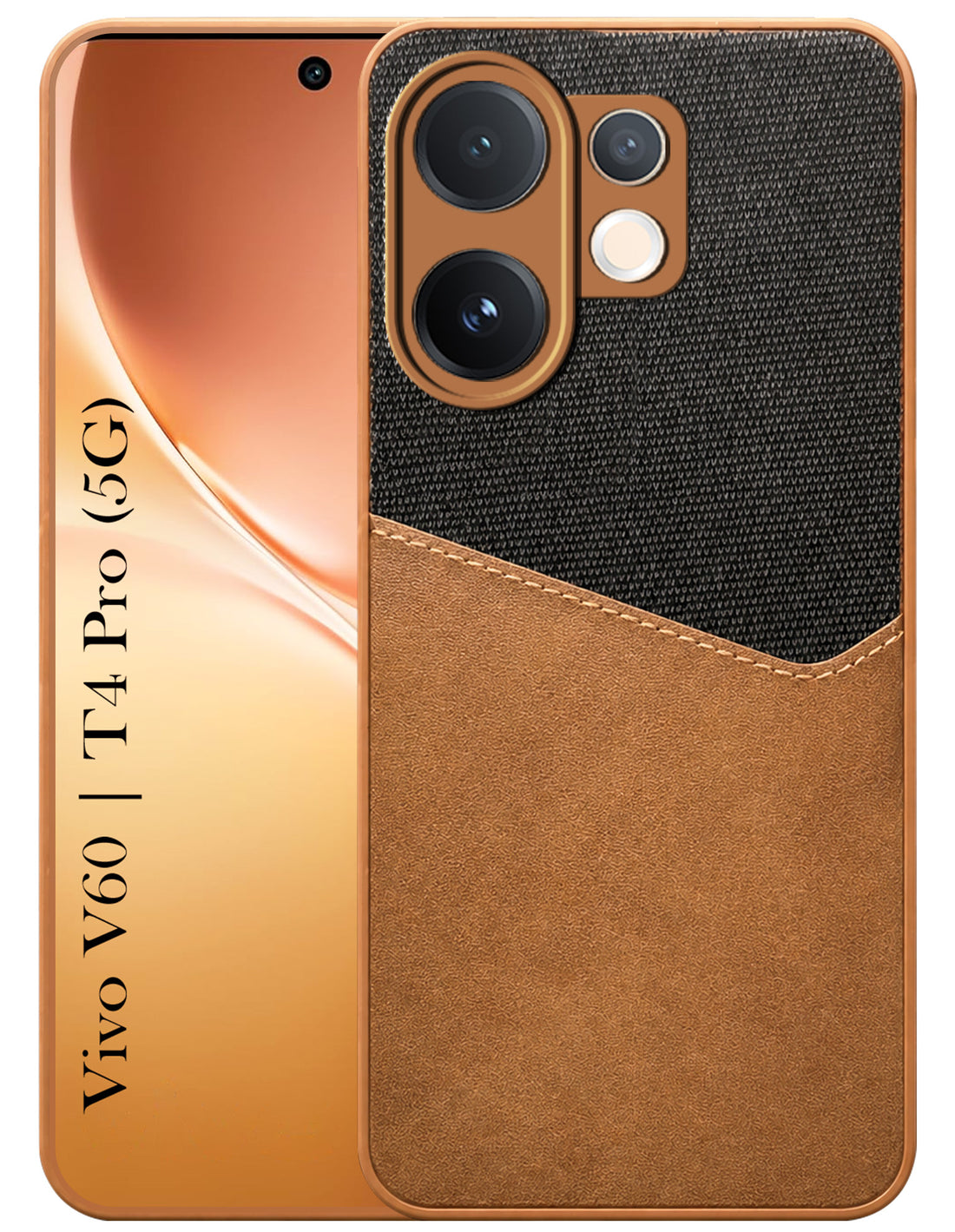 For Vivo V60 | Vivo T4 Pro Back Cover Case (Dual PU Leather Stitch | Professional Minimalist | Soft and Flexible)