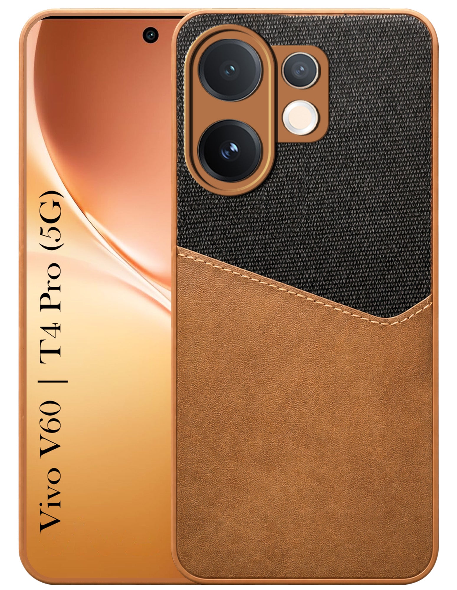 For Vivo V60 | Vivo T4 Pro Back Cover Case (Dual PU Leather Stitch | Professional Minimalist | Soft and Flexible)