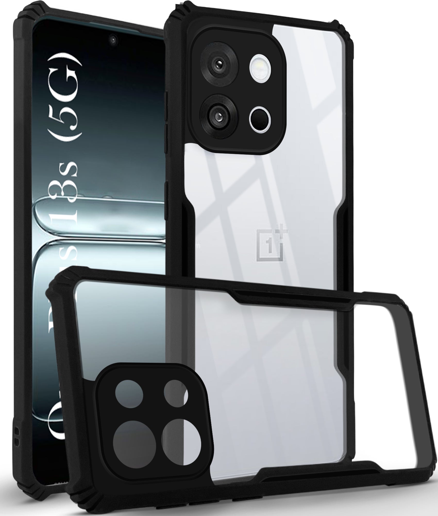 For OnePlus 13S Back Cover Case ( Shockproof with Polycarbonate Clear Panel | Professional Black)