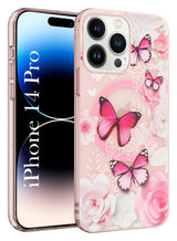 For Apple iPhone 14 Pro Back Cover Case (Cute Floral Design | Flower Print for Girls | MagSafe Compatible Wireless Charging)