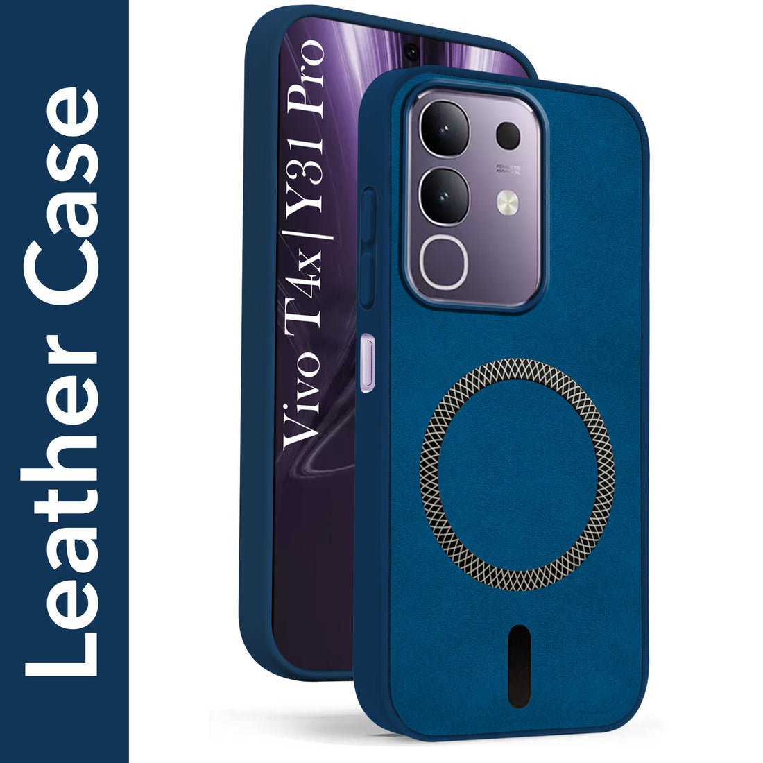 For Vivo T4x | Vivo Y31 Pro Back Cover Case Leather Finish (MagSafe Compatible Wireless Charging | Soft Touch | Camera Bump Protection)