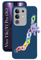 ForVivo T4x | Vivo Y31 Pro Back Cover Case ( Wrist Hanging Chain | Teddy Bracelet Charms | Dual Color Matte Finish | Full Camera Protection | Sleek and Professional)