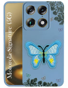 For Motorola Moto Signature 5G Back Cover Case (Soft Butterfly Embroidery | Women Teen Girls | Camera Protection| Matte Silicone)
